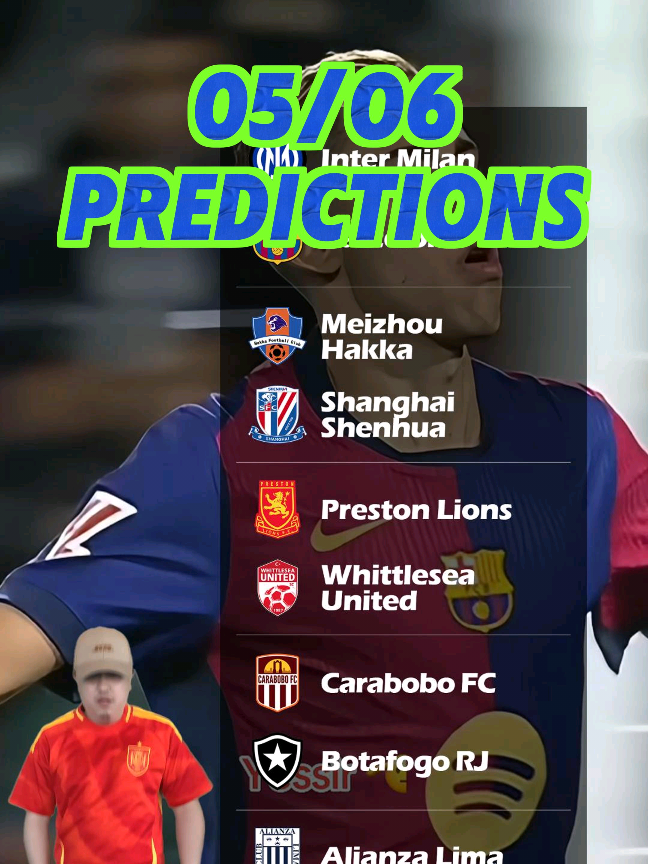 🔥 GLOBAL FOOTBALL EXPLOSION! MUST-SEE PREDICTIONS & SHOCK ALERTS! ⚽️ From Champions League giants to hidden football gems, tonight’s action is UNMISSABLE! 🌍 Here’s your BREAKDOWN: 🇪🇺 CHAMPIONS LEAGUE REVENGE? 🔹 Inter Milan vs Barcelona – THE REMATCH IS HERE! 🔥 Can Lautaro & Inter crush Barca’s hopes AGAIN, or will Xavi’s young guns strike back? [Barca’s UCL survival on the line—DRAMA ALERT!] 🇨🇳 CSL SHOWDOWN 🔹 Meizhou Hakka vs Shanghai Shenhua – Underdogs vs Title Contenders! Can Meizhou shock Shenhua’s star-studded squad, or will the Blue Devils dominate? 🇦🇺 AUSTRALIAN CUP MAGIC 🔹 Preston Lions vs Whittlesey United – Grassroots football at its BEST! Will the Lions roar, or can the underdogs write a FAIRYTALE? 🇸🇦 LIBERTADORES THRILLERS 🔹 Carabobo vs Botafogo – Venezuela vs Brazil! Can Carabobo’s home grit stun Botafogo’s South American giants? 🔹 Lima Alliance vs São Paulo – Peru vs Brazil! A clash of styles—will São Paulo’s experience crush Lima’s passion? 🚨 EXCLUSIVE SCORE PREDICTIONS! I’m calling: ✅ ONE SHOCK UPSET (a giant might FALL!) ✅ A GOAL FEST in the Libertadores clashes! ✅ LAST-MINUTE DRAMA that’ll go VIRAL! 👉 FOLLOW for more football hype & turn on notifications for LIVE UPDATES! ⚽ Which game are YOU backing? COMMENT YOUR PREDICTIONS! #ChampionsLeague #CSL #Libertadores #InterMilan #Barcelona #ShanghaiShenhua #Botafogo #SãoPaulo #Football #Soccer #ScorePredictions #UnderdogStory #FootballTok #tiktokfootballacademy #TikTokDeportes 