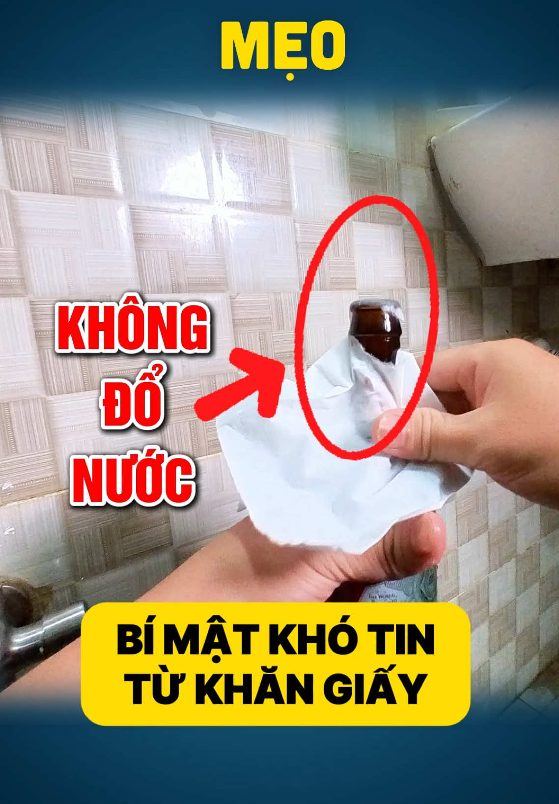 #mẹovặt 758 | Lật Ngược Chai Nước Không Đổ, Thí Nghiệm Khó Tin Từ Khăn Giấy! #thinghiemvui #mẹovui 