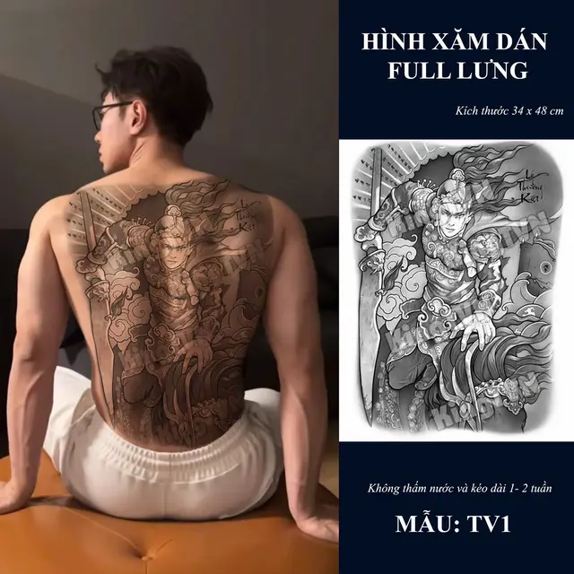 Mẫu hình xăm dán full lưng “Lý Thường Kiệt” cuối cùng cũng đã có mặt Rất nhiều bạn đã hỏi: 