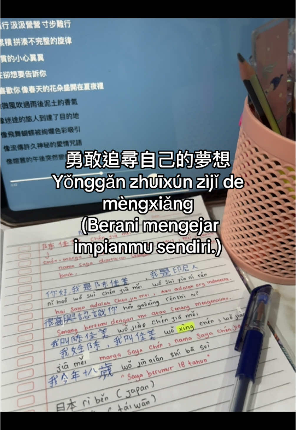 加油 🏋️‍♀️#studymandarin #mandarintraditional #fyp #foryoupage #katakatamotivasi #studyaboard 