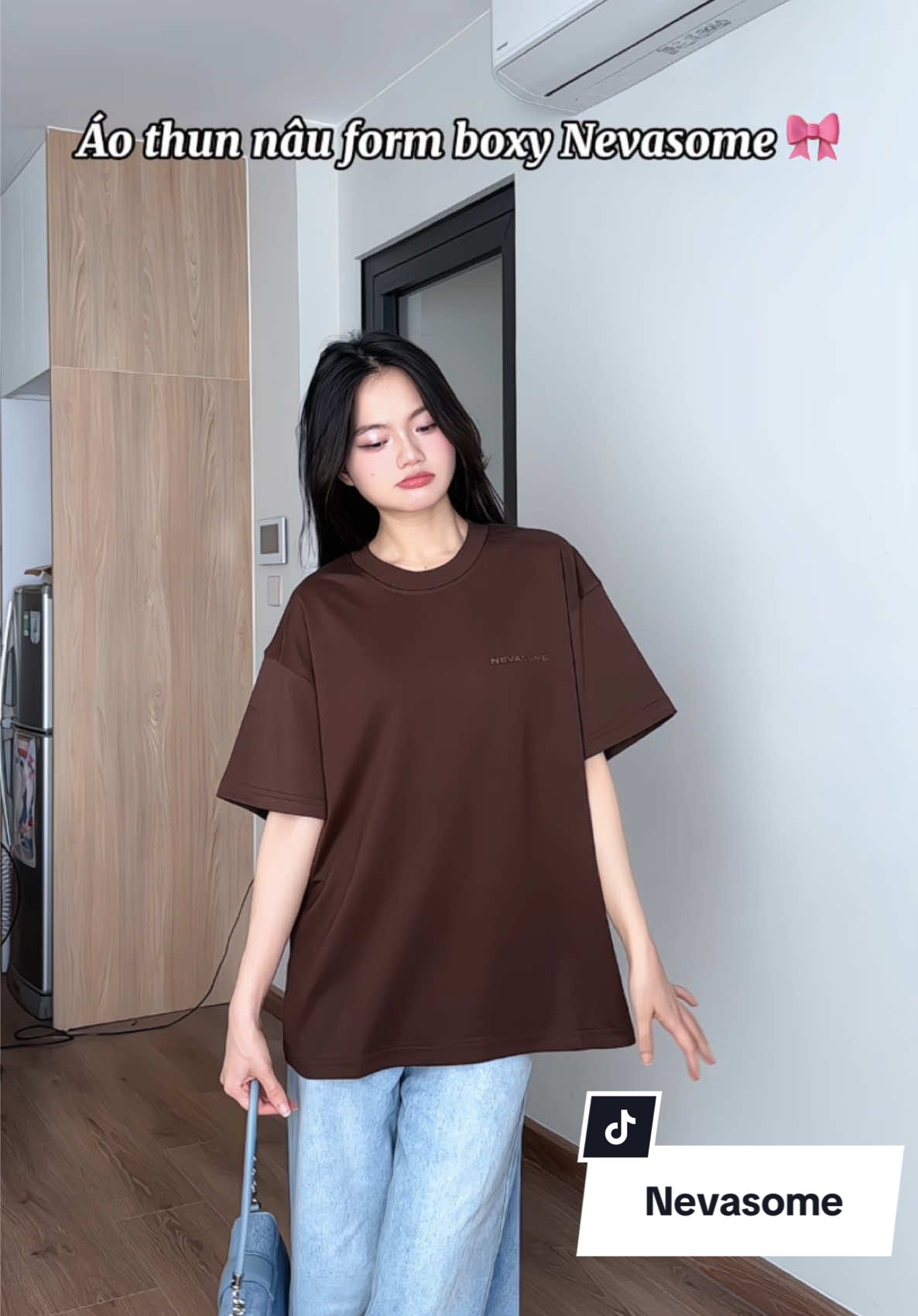 Áo thun nâu form boxy chất đét #linhlipreview #nevasom #aothun 