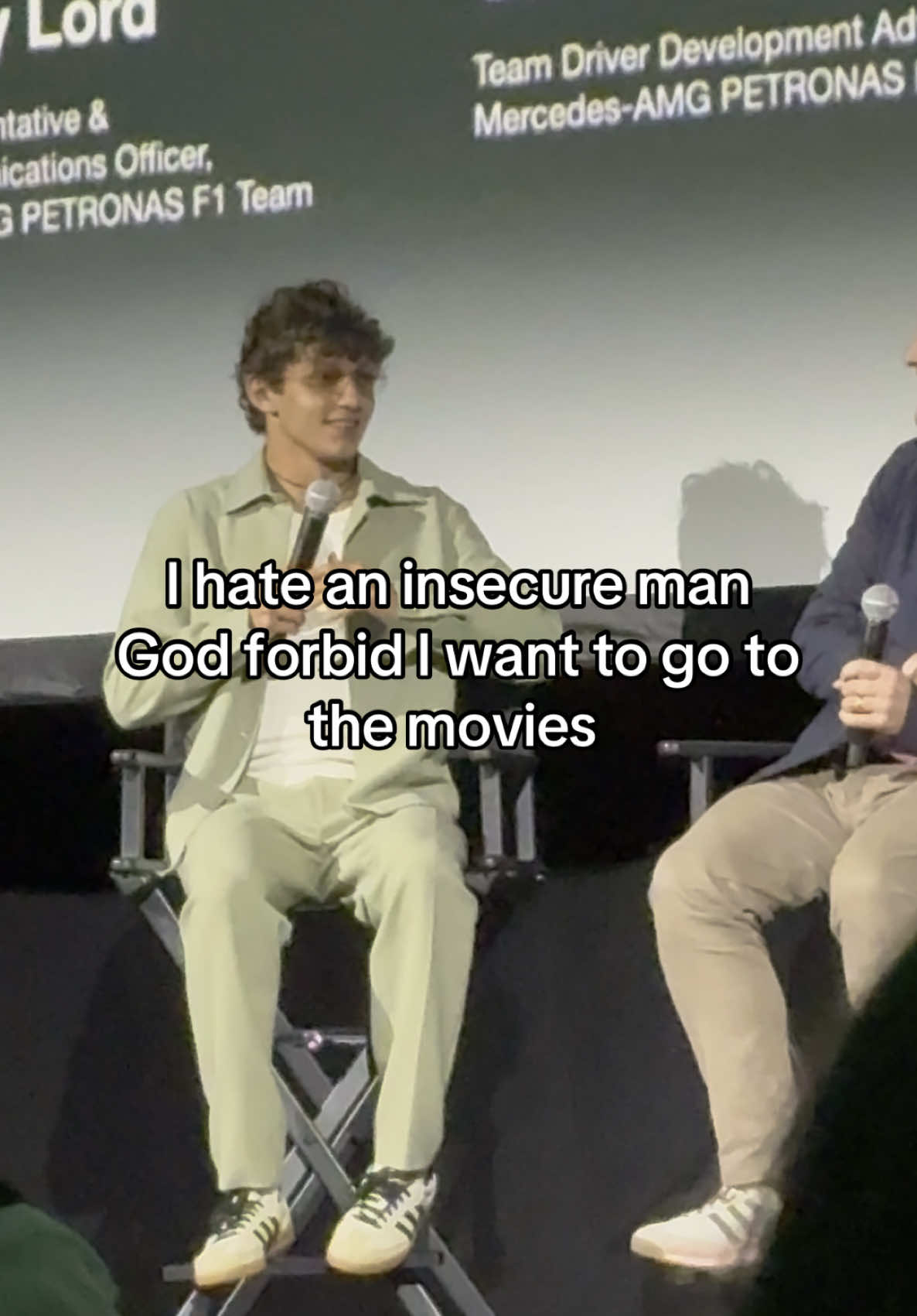 It’s so funny who you run into at the movies these days  #f1 #Motorsport #racing #f1tiktok #formula1 #formulaone #f1content #miamigp #f1miami #mercedes #kimiantonelli #whatsappstatus #netflix #mercedesamg #premiere #trendingsound #trend 