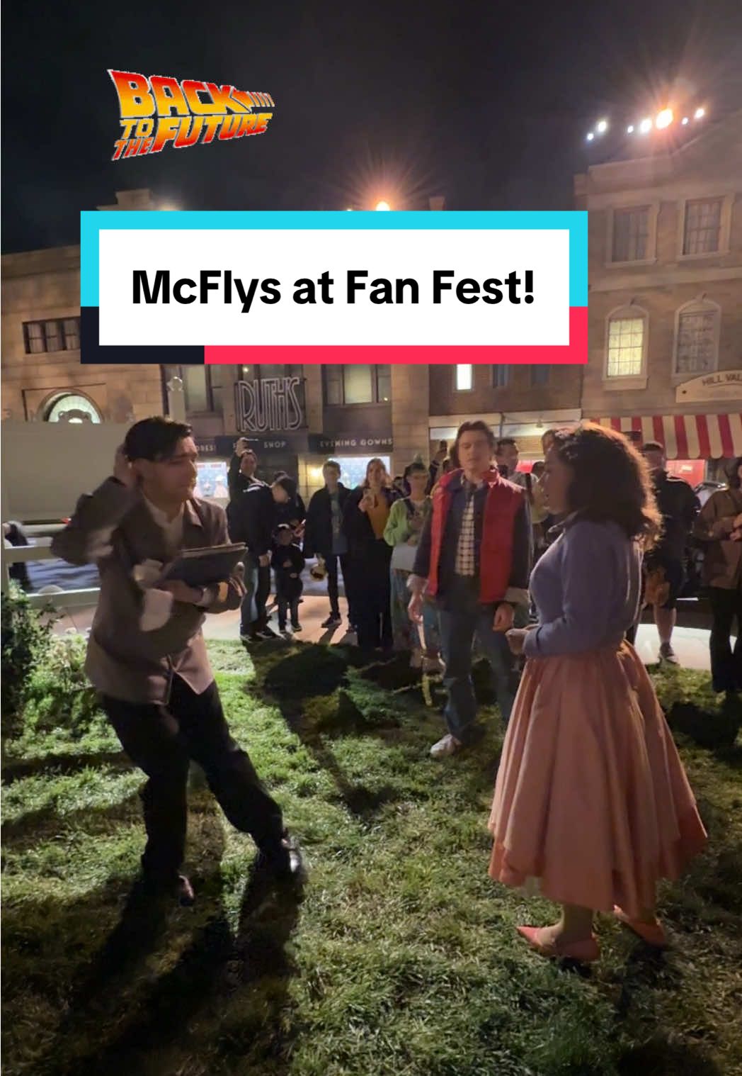 Loved seeing the McFlys at Universal Fan Fest Nights! George  McFly is so funny! We hope Lorraine likes him! 😀❤️🎉 #fanfestnights #universal #universalstudioshollywood #backtothefuture #lorrainebaines #lorrainemcfly #universalbacklot #georgemcfly #hilarious #funny #backtothefuturescene #hillvalley #destinationhillvalley #hillvalley1955 #1955 #timetraveling #timetravel #mcflys #themcflys 