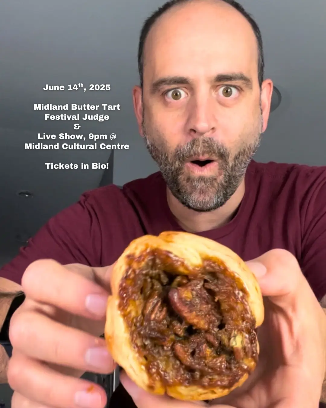 Midland, Ontario I’m coming to taste test butter tarts and put on a show! 😁🇨🇦. After my official judging duties at the Midland Butter Tart Festival, I’ll be doing my live comedy show at the @MCC June 14th at 9pm. Tickets are in my bio.   Also on the show is one of my fav comics, @MericMandrews!  Hope to see you there!  #midland #buttertarts #buttertartfestival #ontario #comedy #standup #canada #canadian 