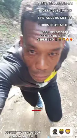 TREINO DE VELOCIDADE  3,00 KM AQUECIMENTO  5 RETAS DE 100 METROS  7 TIROS DE 390 METROS  OBS: VELOCIDADE DENTRO DO CÍRCULO VERMELHO 🥷🏿🤴🏿🦁🔥❤️‍🔥!