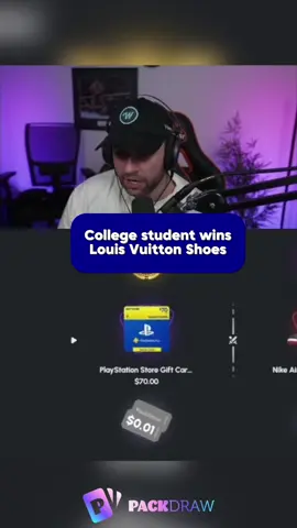 College student wins Louis Vuitton Shoes #kickstreming #packdraw #kick