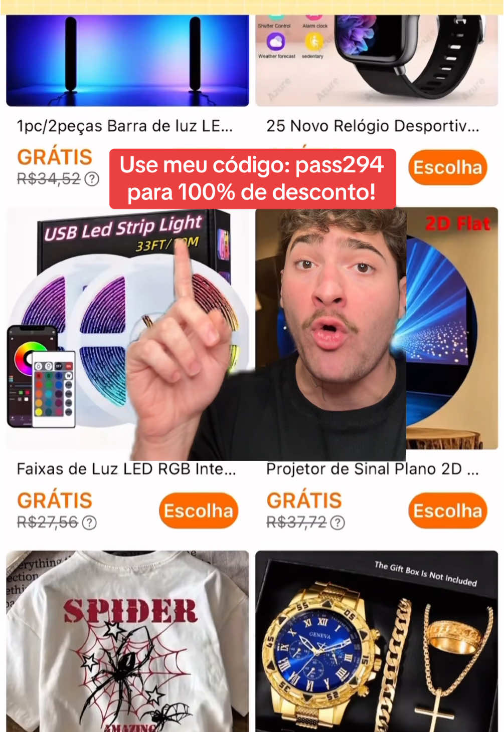 Os melhores preços do Brasil! Código: pass294, os produtos desse vídeo custam 0$ reais no aplicativo Temu. Para pedidos qualificados. Termos e condições se aplicam. 🔗 na biografia. #desconto #temu #temufinds #greenscreenvideo  #loja 