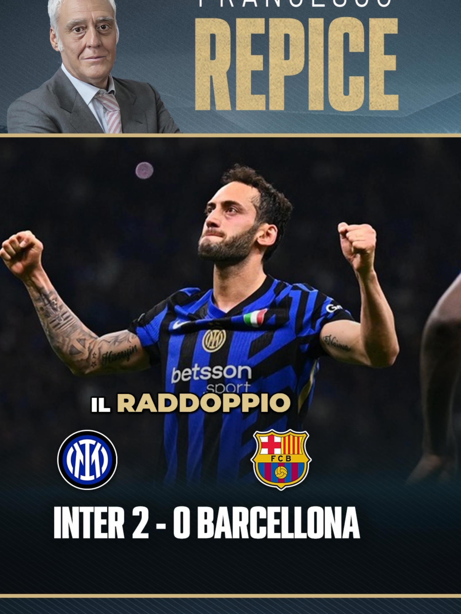 ⚽RETEEEE HA RADDOPPIATO L'INTER!!! HAKAN IL PRINCIPE ÇALHANOĞLU! 🇹🇷 #francescorepice #repice #inter #barcellona #championsleague #gol #calhanoglu #radiocronaca #calcio #rairadio1 #lavocedelcalcio #neiperte #andiamoneiperte #videoviral
