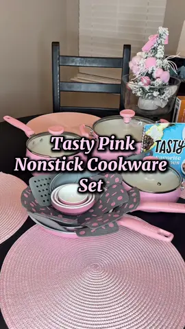 Love my new pink nonstick cookware set. It's a pink world!🎀🌸 #pinkaesthetic #pinkcookwareset #cookwareset #tastycookware #TikTokShop #tiktokpartner