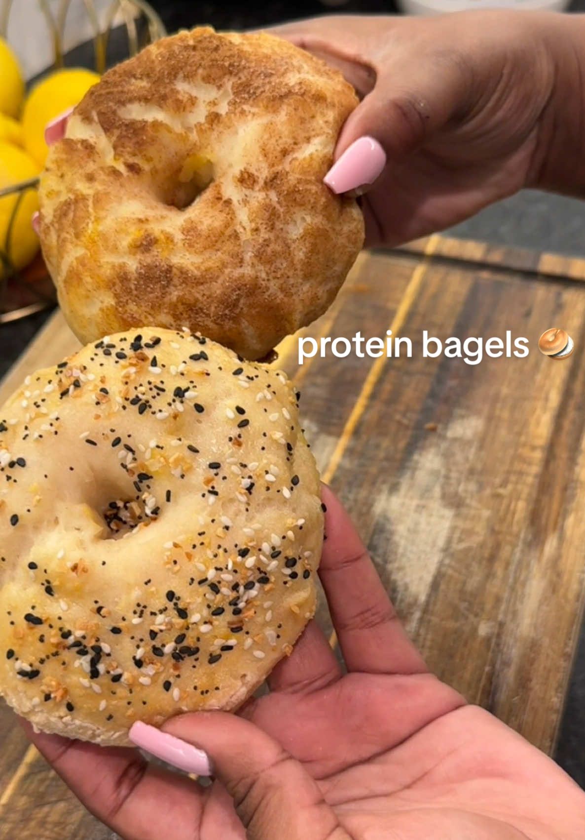 How to make the BESTTTT protein bagels 🥯 definitely gonna make these again  Protein Bagel Recipe (Makes 2 Bagels) Ingredients: • ½ cup plain Greek yogurt (nonfat or 2%) • ½ cup self-rising flour (or see substitution below) • ½ tsp baking powder (if not using self-rising flour) • Pinch of salt • everything bagel seasoning, egg wash for topping  #tatitriesthings #weighlossjourney #whatieatinaday #proteinbagels #fyp 