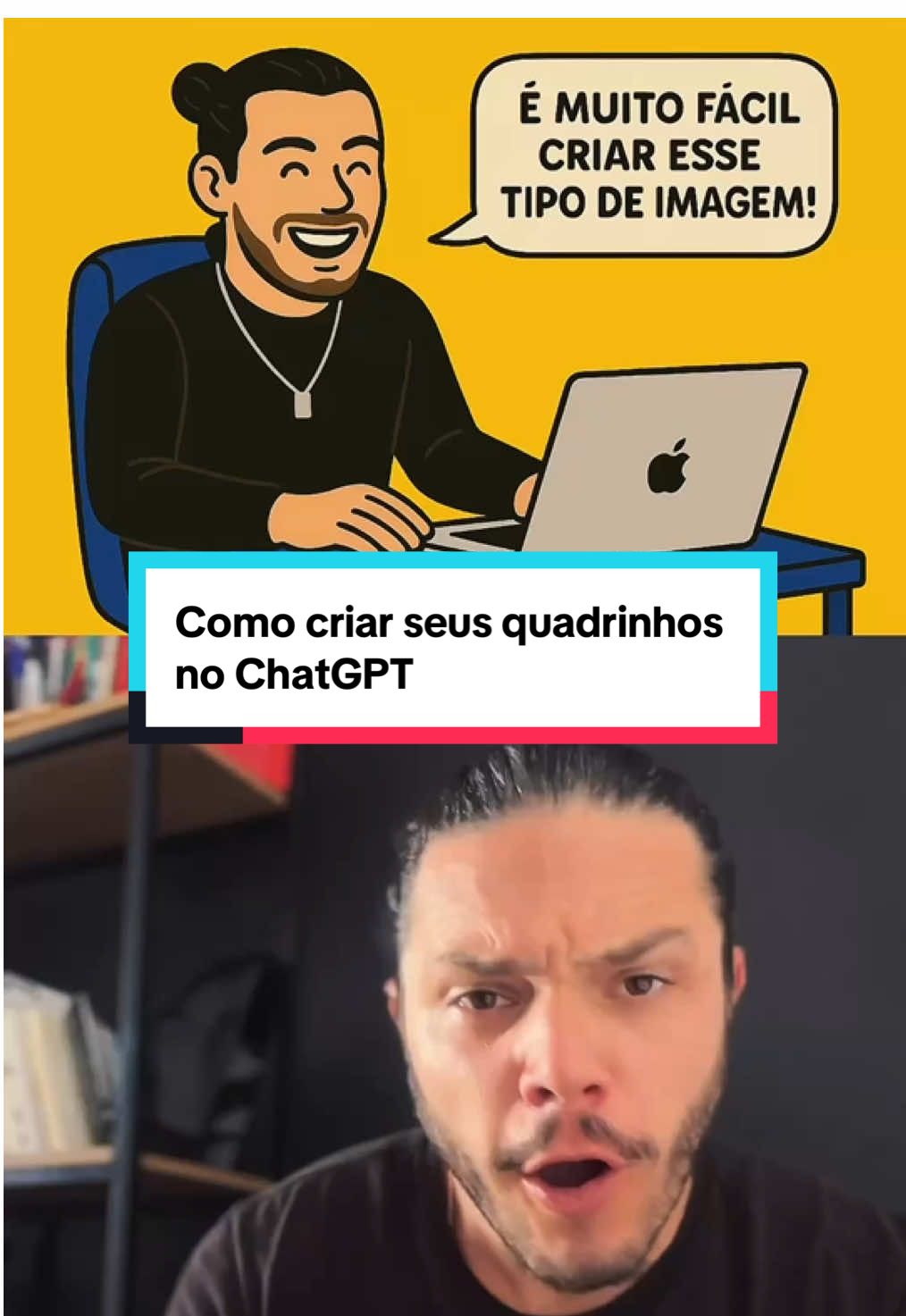 Quer criar seu próprio quadrinho estilo cartoon com o ChatGPT? É mais fácil do que parece! Aqui vai o prompt-molde pra você adaptar como quiser: Prompt: “Crie uma imagem estilo cartoon flat 2D. [descreva a pessoa com roupas e posição] em [descreva o local]. Balão de fala com a frase: ‘[escreva a frase que aparecerá no balão]’. Fundo [cor do fundo], paleta de cores [vibrante/suave/pastel], linhas de contorno pretas e simples, sem sombra ou volume. Personagem deve se parecer com a foto enviada.” Testa aí e me marca quando fizer o seu! Se quiser aprender a criar com mais intenção, estratégia e criatividade usando IA, o link da comunidade tá na bio.