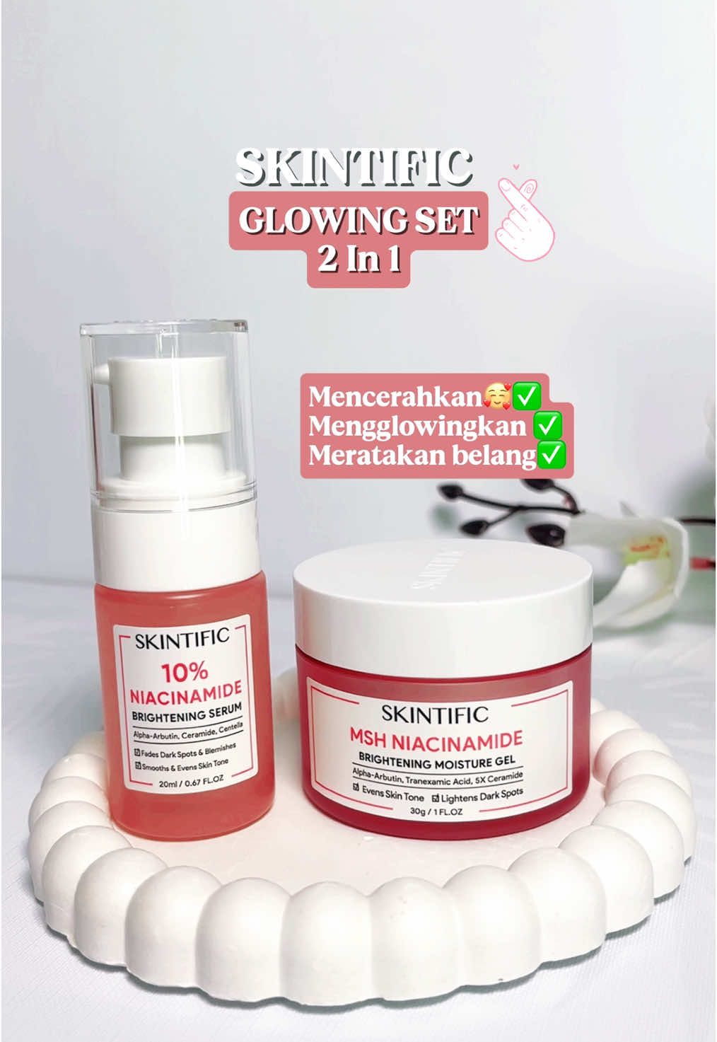 Skintific 2pcs glowing set / anti acne bundle with serum-moisturizer #skintific #glowing #GlowUp 