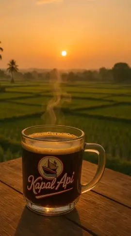 Ngopi dulu ngapaa!! kapal api selalu di hati 😁#kopi #kopikapalapi #ngopi #ngopipagi #ngopidisawah #sunrise #pemandanganalam #fyp 