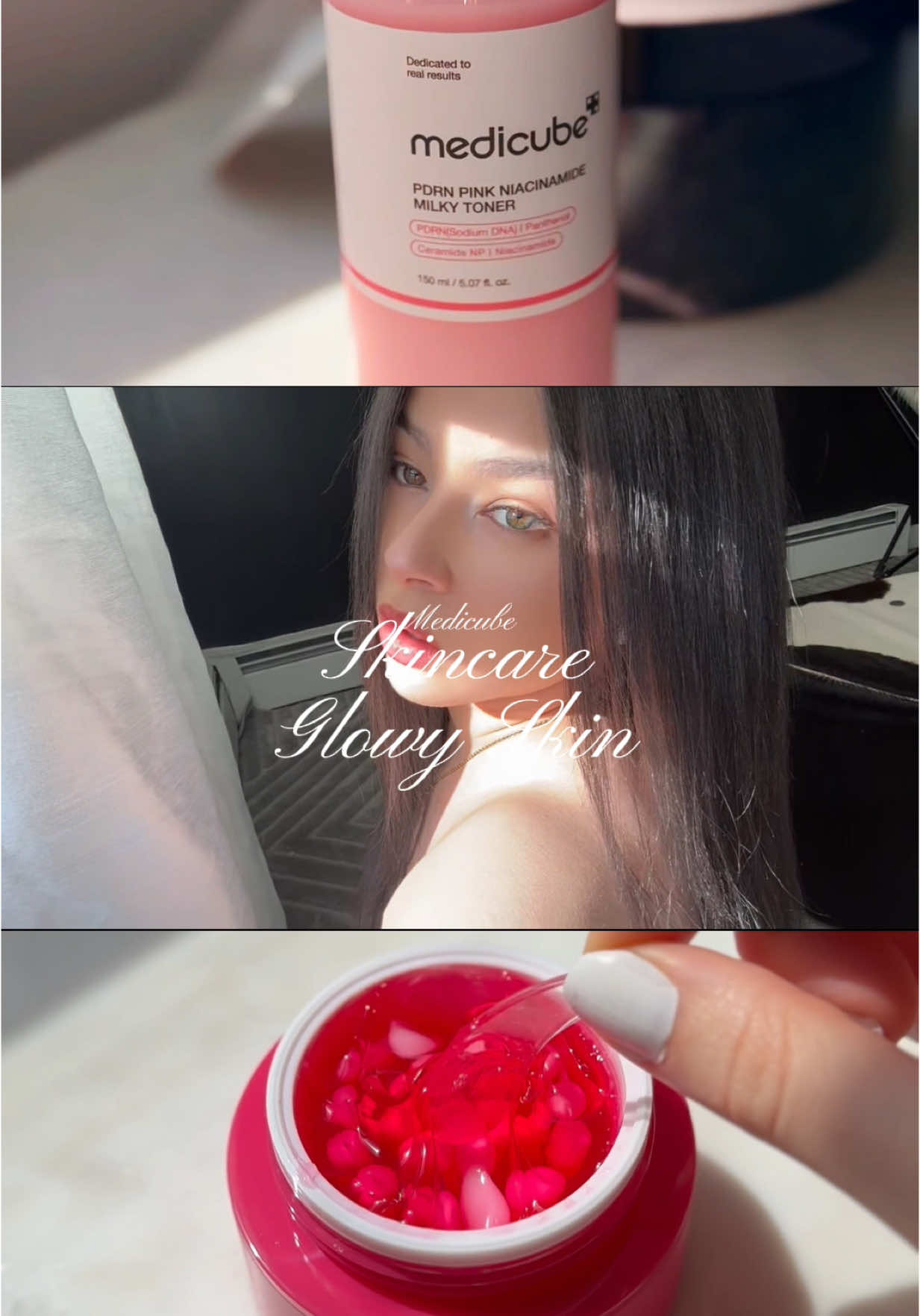 Medicube skincare for glowy skin>>> ✨@medicube US Store @medicube global #skincare #koreanskincare #glassskin #pinkskincare #medicube #koreanskincareproducts   #CapCut 