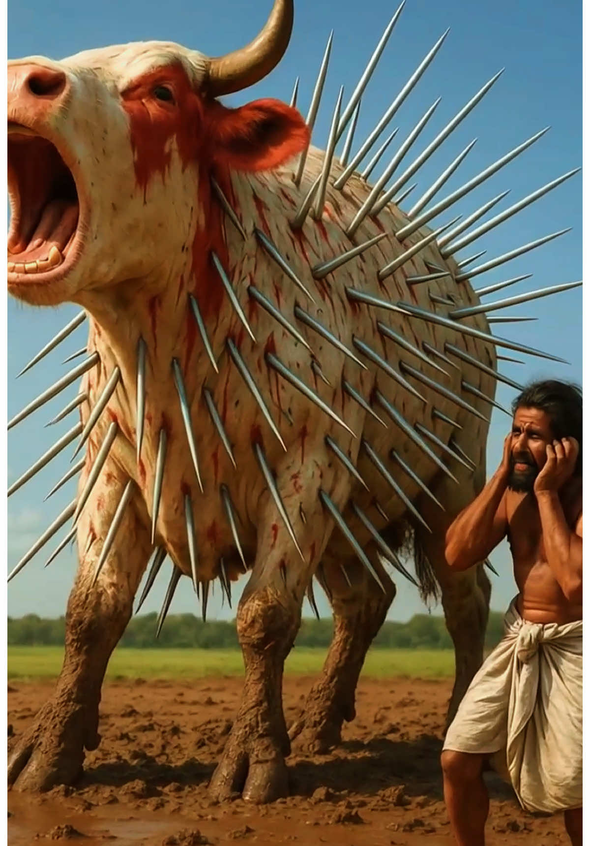 The cow covered in millions of needles 😭 the farmer was frightened | #ai #rescue #trending #cow