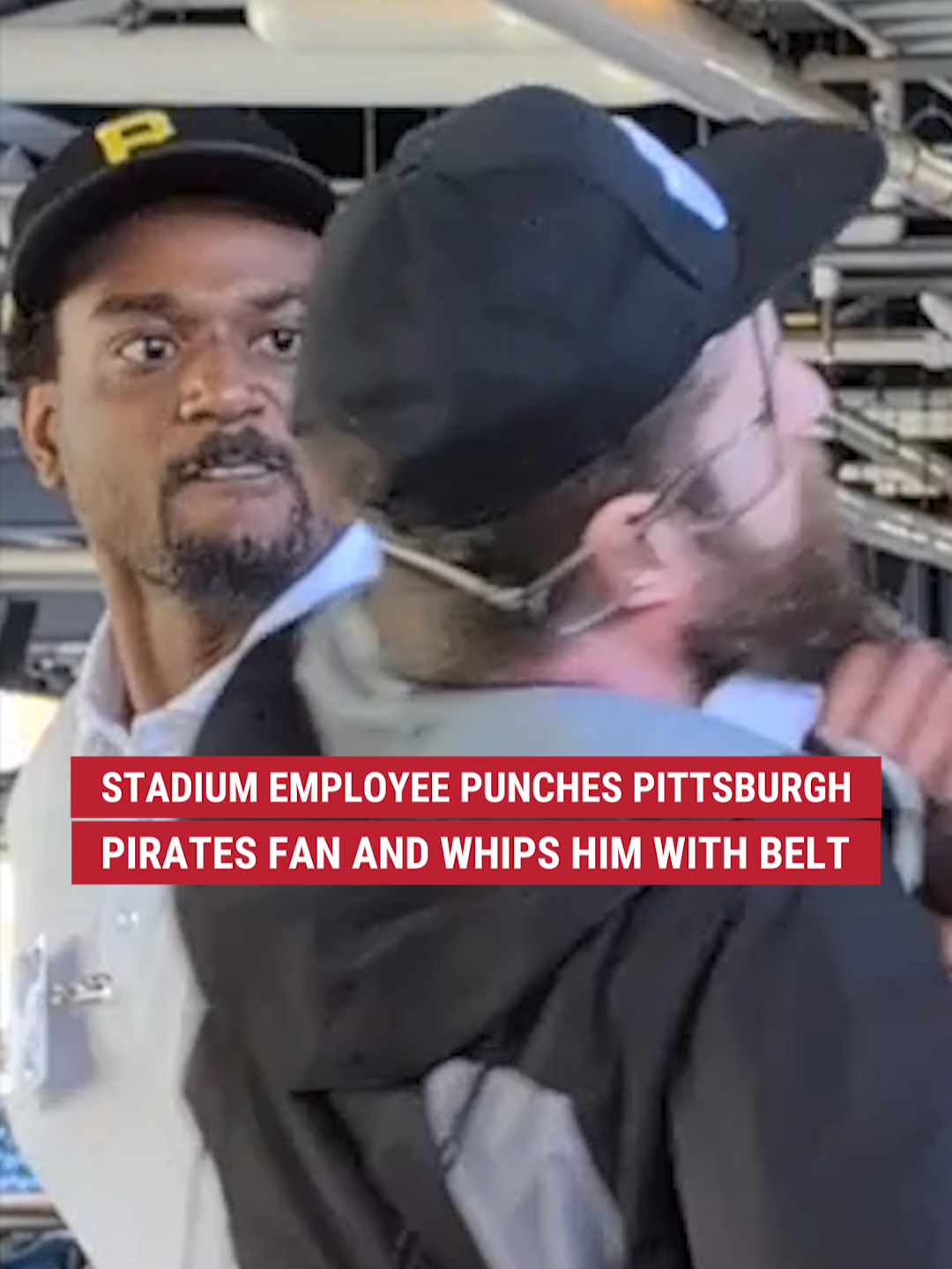 A Pittsburgh Pirates stadium usher has been suspended after being seen using his belt to whip a fan during a fistfight at PNC Park on Sunday. The usher and fan were standing face-to-face in a heated argument before the staffer punches the fan in the face multiple times. Other fans are seen coming to break up the fight, but the pause is only temporary. Just seconds later, the fan is seen spitting on the usher, who then takes off his belt and whips the fan with it multiple times.