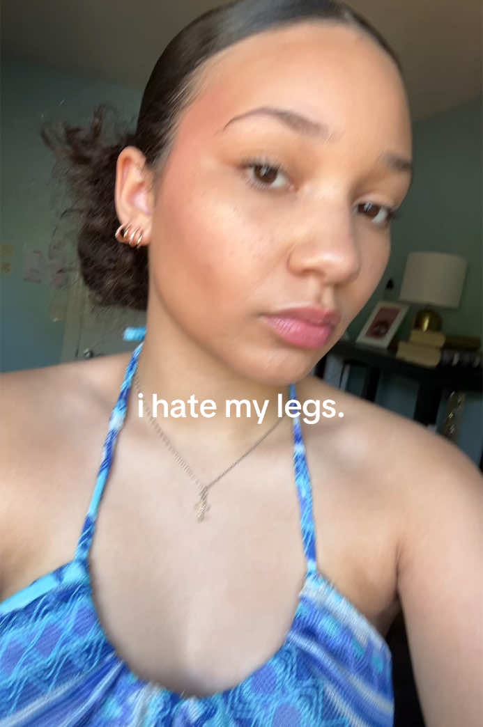 i’ve always had toned legs from years of sports doing track and now cheer it’s just always been hard growing up when all my friends have skinny legs and i didn’t like how big mine were but i got to remember to remind myself i am who i am and i can’t change it and i love who God made me. #relatable #fyp #viral #insecurities #yourbeautiful #imbeautiful