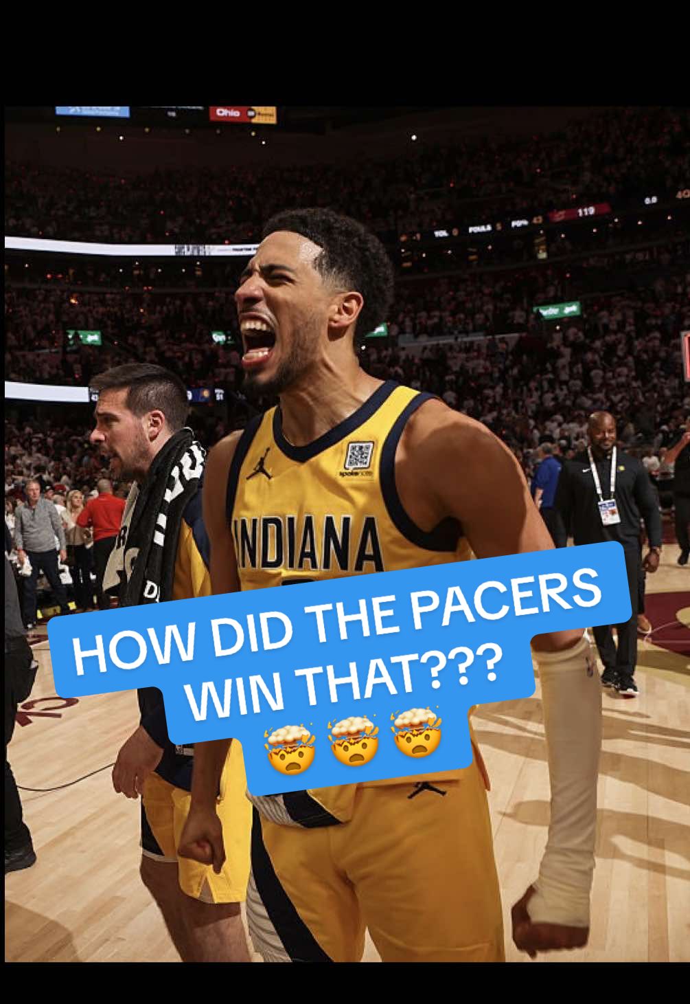 TYRESE HALIBURTON WINS IT FOR THE PACERS!!! 😱 😱 😱  WHAT IS HAPPENING IN THESE #NBA PLAYOFFS??? #tyresehaliburton #indiana #pacers #cleveland #gamewinner #NBA #basketball #sports #sportsontiktok #fyp #espnaustralia #espn 