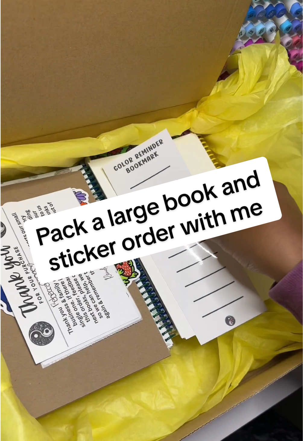 Pack a large book and sticker order with me  #packanorderwithme #packingorders #asmr #asmrsounds #viral #trending #coloringbook #stickers #fyp 