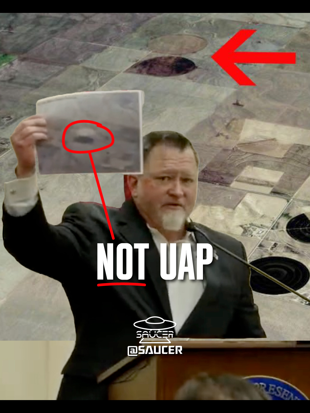The photo Lue Elizondo held up at a recent UAP hearing has been identified as showing irrigation circles as seen from the air. . . . #LueElizondo
