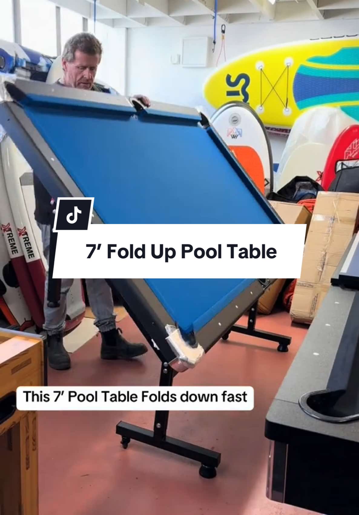 7’ Fold Away Pool Table.  Perfect for Winter weekends and family game nights.  #fyp #nzbusiness #gamesroom #pooltable #familygamesnight 