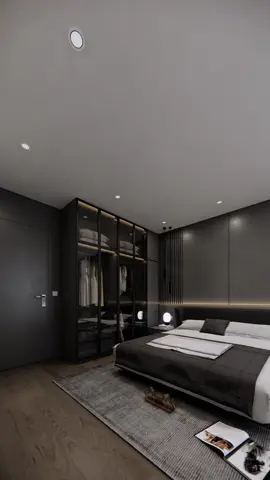 Phòng ngủ tối tone màu xám tối giản, hiện đại sang trọng. Thiết kế bởi Nội thất Sông Thương.#thicongnoithat #thietkenoithat #xuhuongtiktok #thietkephongngudep #phongnguhiendai2025 #xuhuongnoithat #noithatsongthuong 