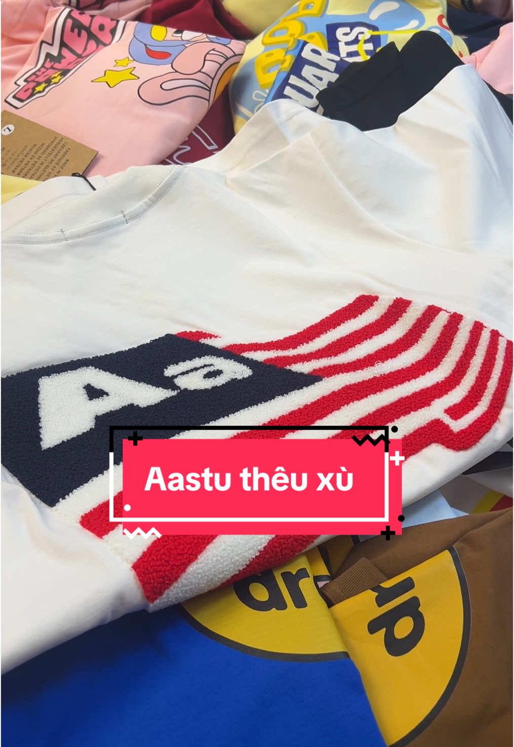 Áo thun aastu lá cờ mỹ thêu xù Chất vải cotton dày mịn - Hàng full tem tag mac aastu# #aastu #aastulacomy 