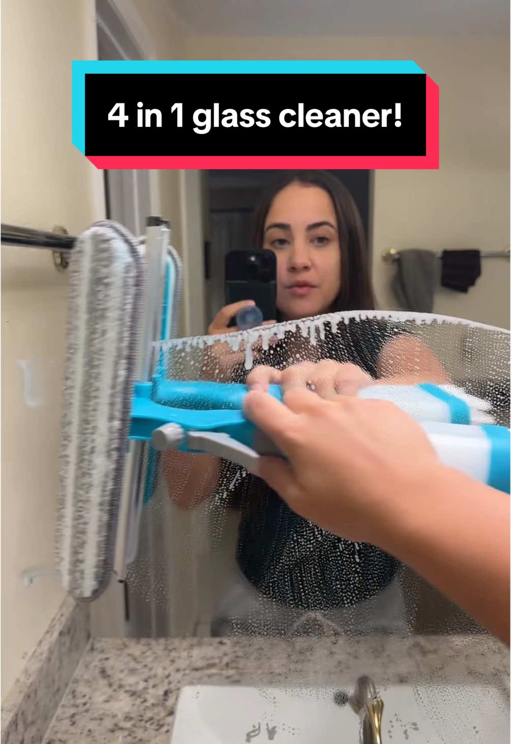 Cleaning my mirrors is actually fun now with this 4 in 1 glass cleaner  #windowcleaner #3in1windowcleaner #4in1windowscleaner #glasscleaner 
