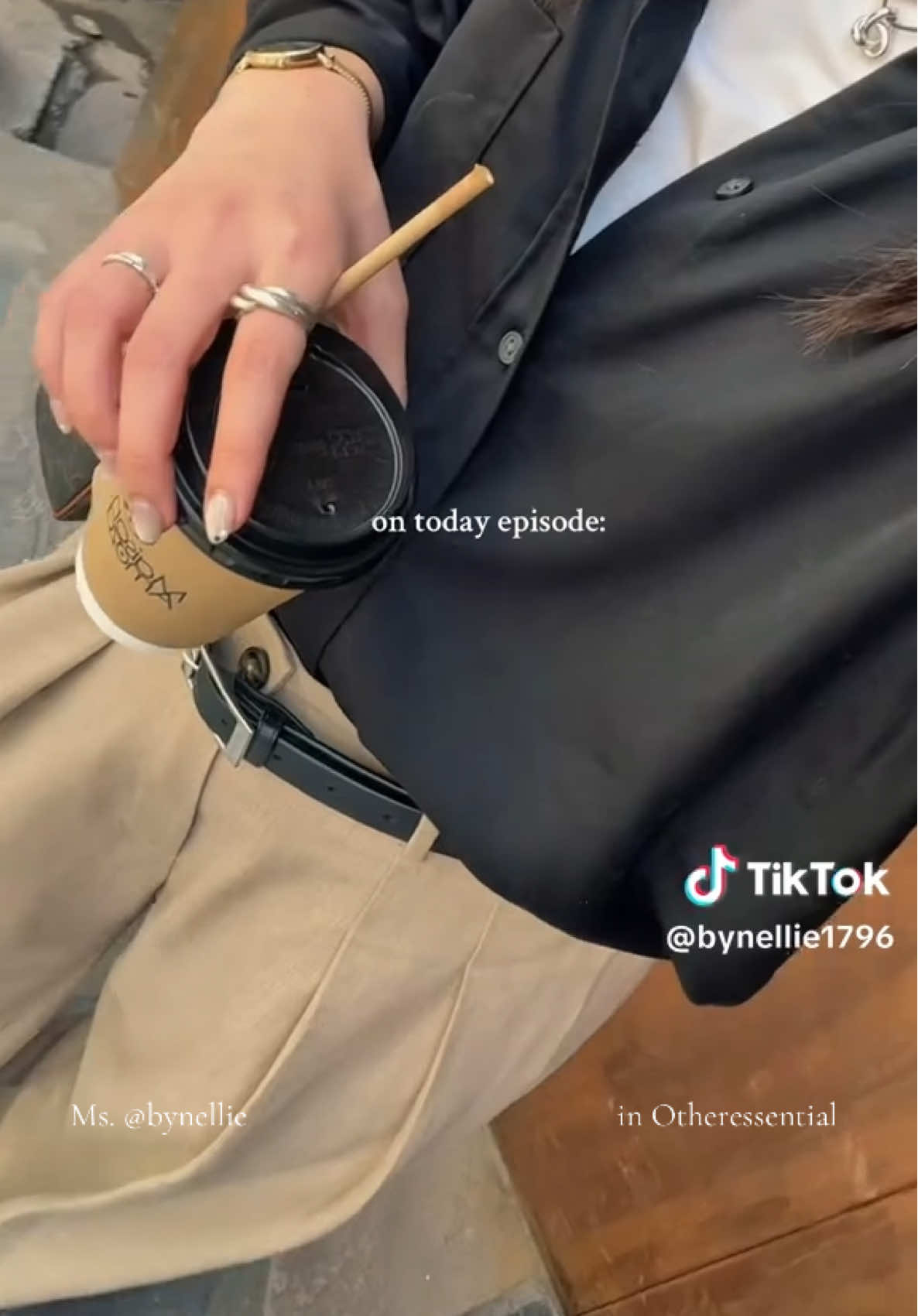 from OURMUSE - Having good coffee with Ms.@Bynellie in BEIGE LOOSEFIT TROUSER 🤍 #otheressential  #ilovetiktok #fashion #trending #viralvideo #viral 