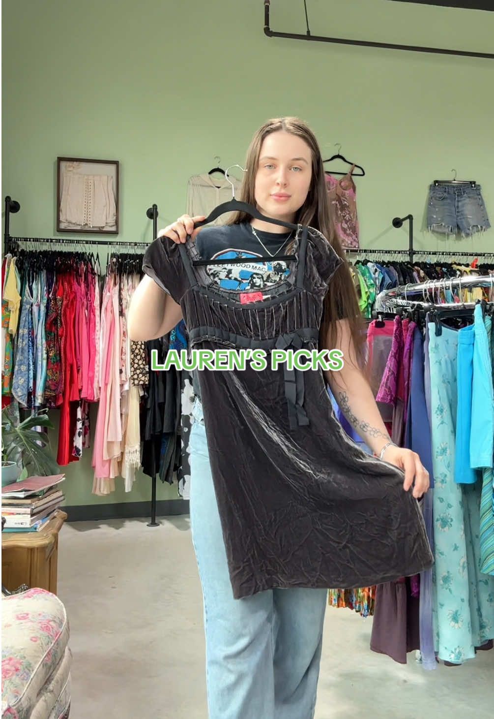 Lauren’s picks for the staff picks website drop coming FRIDAYYY 💋 That juicy couture dress omg 😍 #fashion #fashiontiktok #y2k #juicycouture #SmallBusiness #vintage #vintagestore #dfwvintage #vintageshopping 