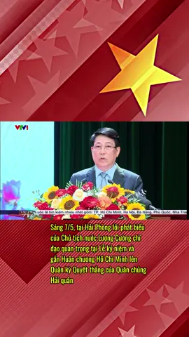 Sáng 7/5 Đồng chí Lương Cường, Ủy viên Bộ Chính trị, Chủ tịch nước Cộng hòa xã hội chủ nghĩa Việt Nam, Chủ tịch Hội đồng Quốc phòng và An ninh, Thống lĩnh lực lượng vũ trang nhân dân, tới dự, có bài phát biểu chỉ đạo quan trọng tại Lễ kỷ niệm và gắn Huân chương Hồ Chí Minh lên Quân kỳ Quyết thắng của Quân chủng Hải quân #vietnamtoiyeu #vietnam #theanh28 