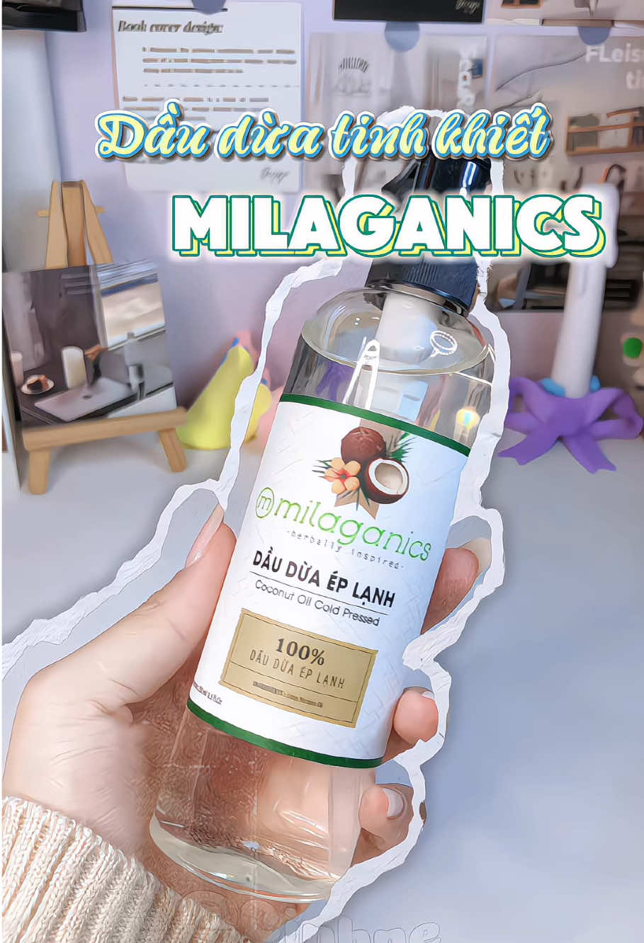 Dưỡng mi dưỡng móng cùng dầu dừa Milaganics nào mọi người 😍#daudua#duongmong#milaganics 