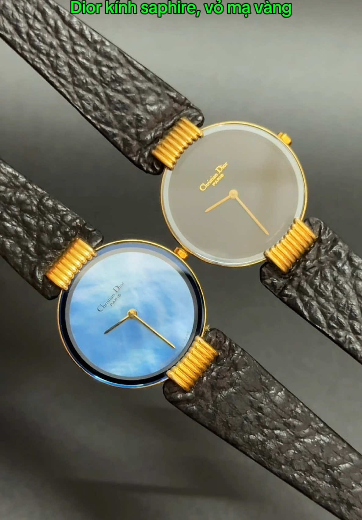 ❤️Dior Thuỵ Sĩ chính hãng size mặt 26mm, 1 chiếc mặt đen và 1 chiếc khảm xà cừ xanh #dongho #donghonu 