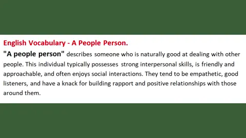 English Vocabulary - A People Person. #englishvocabulary #english #englishdictionary