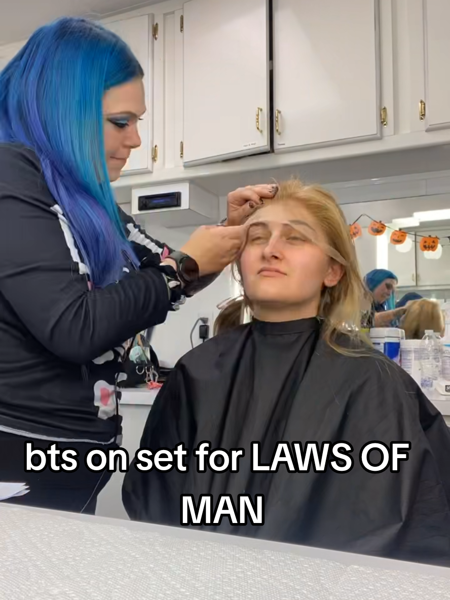 which of her looks did you like the most? Lil time-lapse of what it's like getting our main actress ready for a long day of filming.  I absolutely loved dept heading hair, makeup and special effects for this feature film!!! & im so glad we opted for a wig for this characters transformation.   the film is set in the 50's so we had to find a wig that could be easily styled with our extemely tight turn around time and limited crew on set. but also one that represented a realistic blonde tone for the time period  #lawsofman #onset #behindthescene #wiginstall #moviemaking ##spfxmakeup 