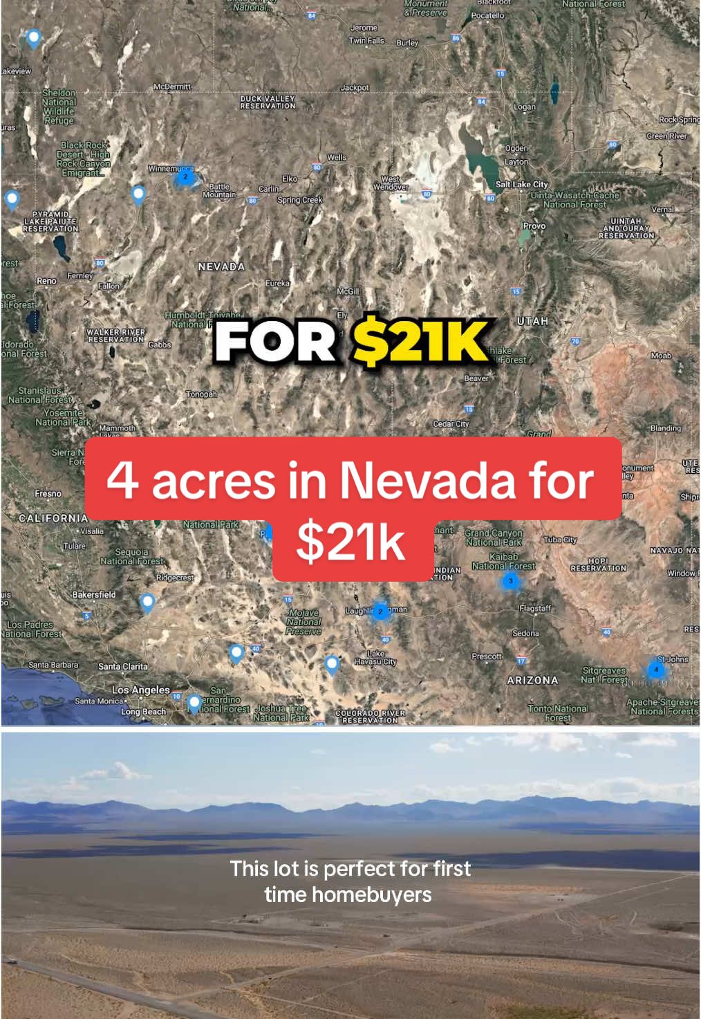 4 acres in Nevada, ideal for first time land buyers! #dreamhome #firsttimehomebuyer #creatorsearchinsights 