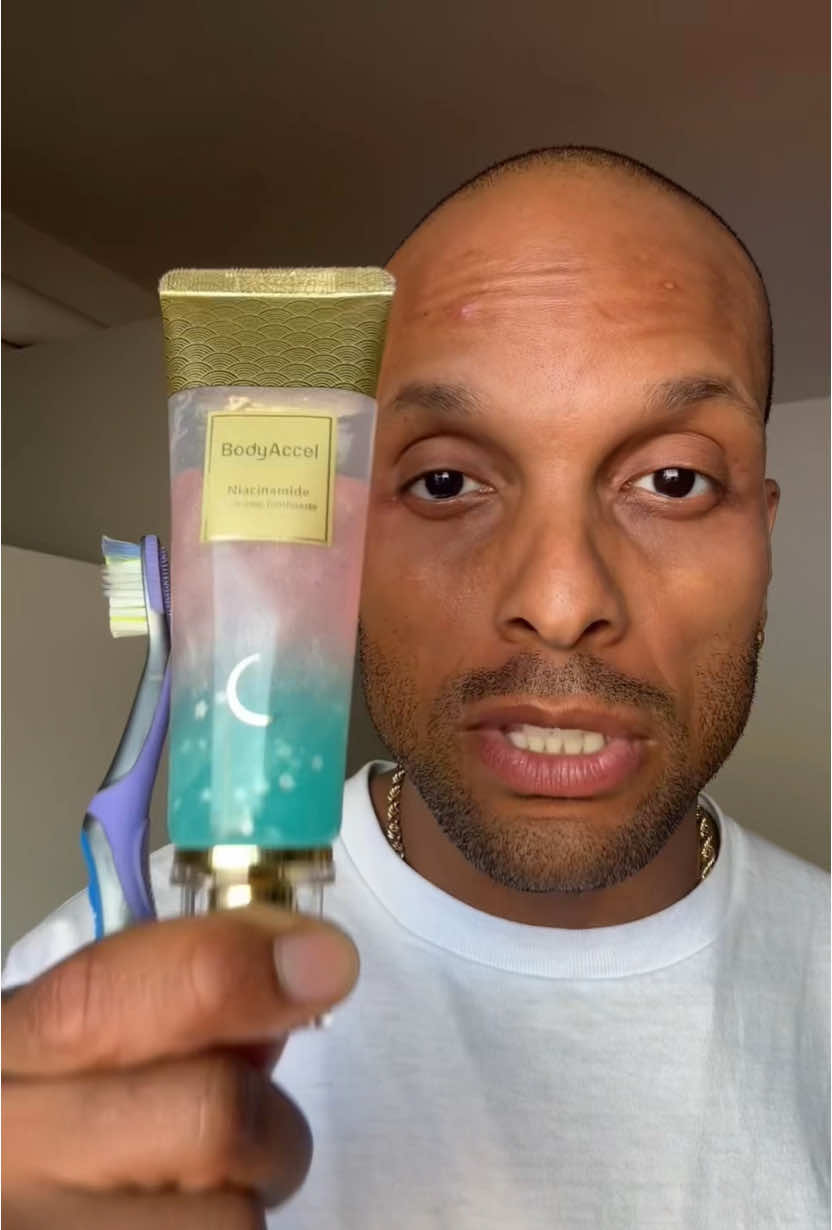 This toothpaste is why my smile is so bright. #niacinamide #bodyaccel #flouridefreetoothpaste  #whiteningtoothpaste 