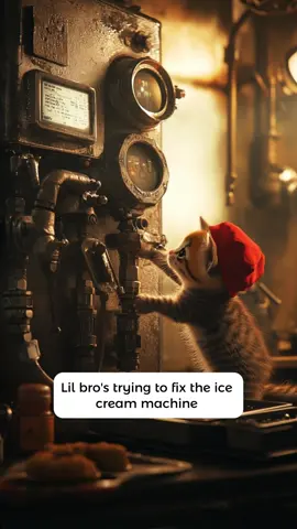 Lil bro's working hard to fix the ice cream machine.. I don't think it's working #McDonalds #cats #cattok #viralvideo #funnyvideo #ai #kittens #cattiktok #icecream #icecreamcone