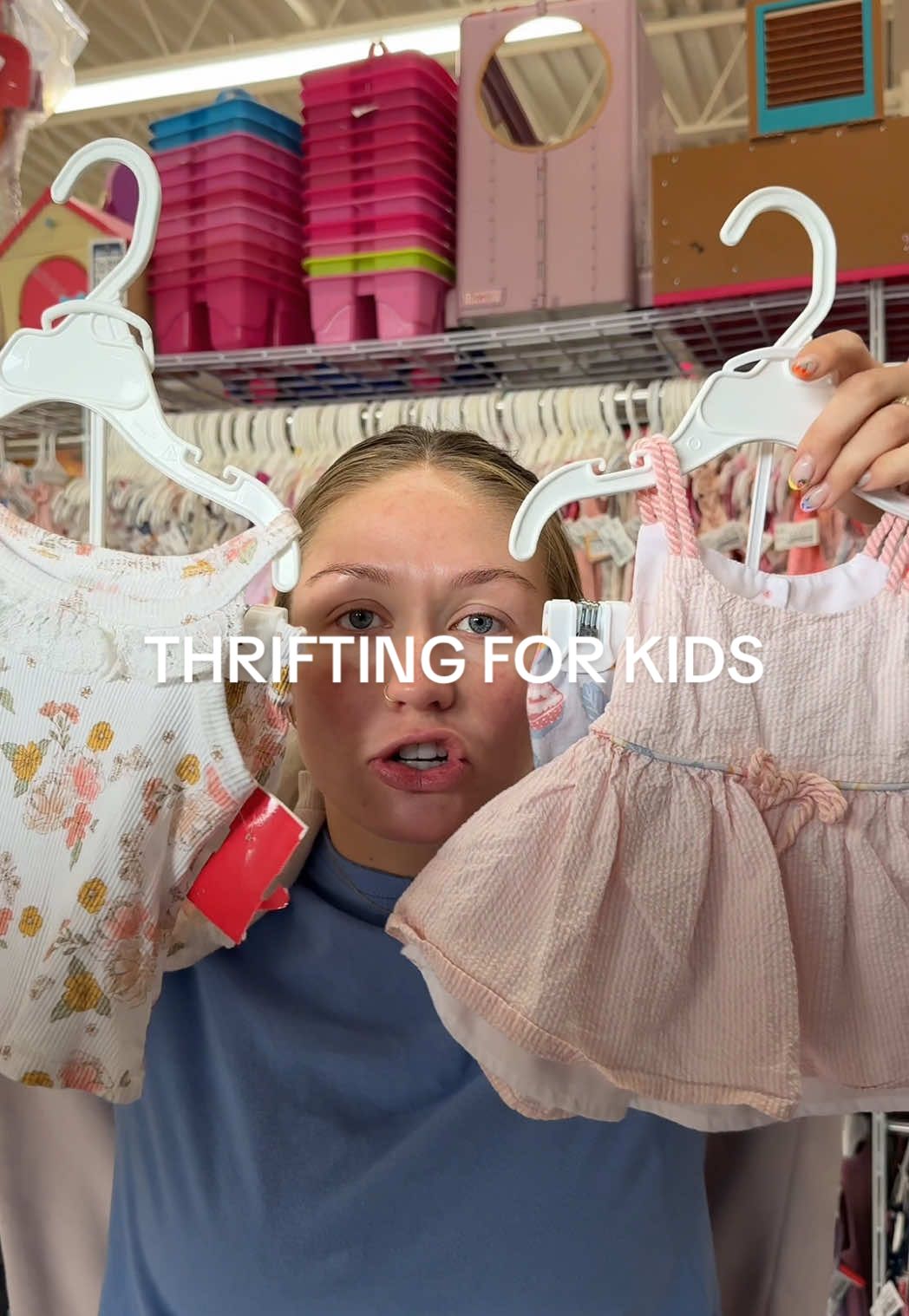 Accidentally coordinating my kids without realizing it… that’s a win!!! 💸🙌🏼🩷 #motherhood #MomsofTikTok #thrifthaul #thriftingfinds #babythrift #pregnant #toddlermom 