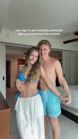 in LOVE with our matching couples swimsuits from @berlook @hapnixofficial 🦋🩵 #couplestiktok #couplesgoals #matchingoutfits #OOTD #islandlife #beachvibes #travelcouple #swimwear 