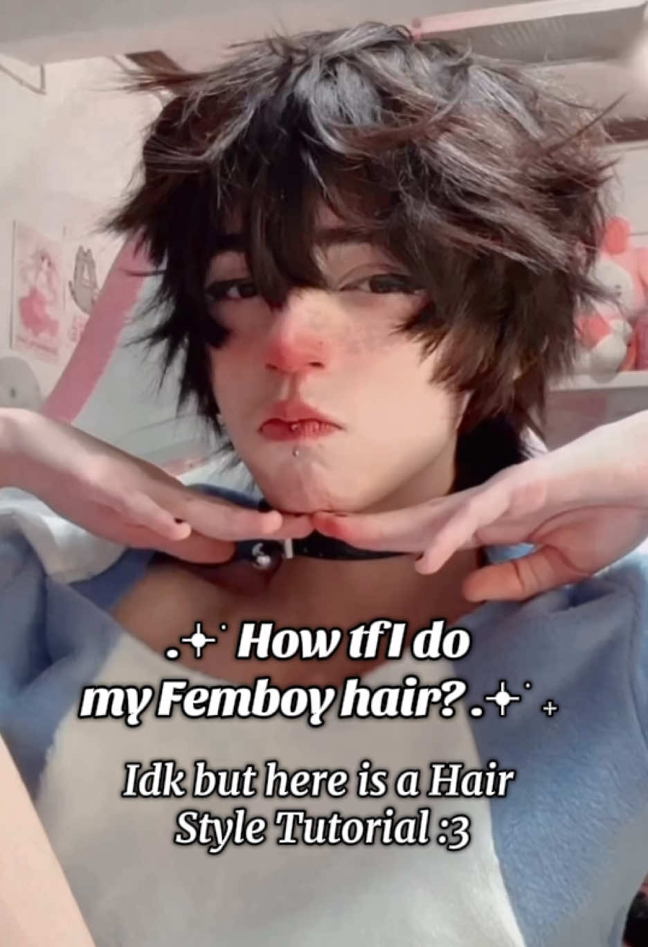Probably my last hair tutorial because ppl always ask me this and idk how to explain it :( #femboy #humor #meme #femenineboy #twink #femboyfriday #femboytiktok #femboymeme #outfitfemboy #femboi #tutorial #hairtutorial #hairstyle 