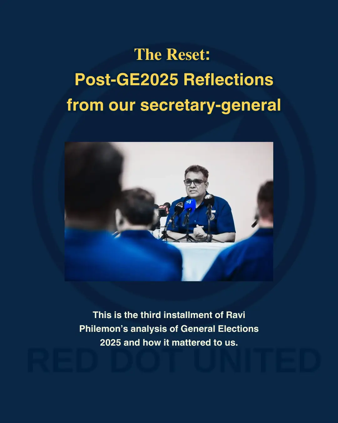 Elections are not just about votes. They are moments of reckoning. They force us to ask: what went right, what went wrong—and most importantly, what must come next? For RDU, GE2025 laid bare what mattered. We stepped up with solutions. We proposed the Citizens’ Dividend. We pushed for a healthcare system that puts care before cost. We offered a new social compact—fairer, stronger, more humane. This is why we felt opposition unity was important—in fact, key—for GE2025—to provide real checks and balances on the PAP.  We kept emphasising that in the lead-up to the GE. Because voters can only make a real choice when the opposition presents itself as a credible, united alternative. What I found most worrying was how some parties took their eyes off the real issues—making it about protecting turf instead of standing with the people, and on principle. That’s why we walked away from The Coalition, even though we co-founded it. We refused to be part of something that had lost the plot. We negotiated and fought for #NeeSoonGRC from another opposition party—because we felt it wasn’t a place to campaign on issues which are less important to Singaporeans. It’s the turf of the Law and Home Affairs Minister. And we made sure the campaign there focused on what matters—bread-and-butter concerns and civil rights. We spoke to the leadership of the SDP and stepped in to contest Holland–Bukit Timah GRC when we heard they were withdrawing. Because someone had to challenge the class divide—the real divide in Singapore—not get distracted by imported culture wars. Holland–Bukit Timah is a fortress of elitism. We went there to say: ordinary Singaporeans deserve to be heard too. We were the first on the ground in #JalanKayuSMC. But when The Workers' Party told us they wanted to contest there, we stepped aside. Why? Because they were better placed to raise questions about NTUC and workers’ rights. The result?  For us, it has always been about what’s good for the people—not for personalities, not for the party—always the people. That’s why we made way for a straight fight. An NCMP from that ward is now going to Parliament, and we’re proud of that. We played a significant part in making it happen. We fielded a well-qualified young man—a 25-year-old new citizen working as an engineer in an MNC—as one of our candidates. In preparing for #GE2030, this is the path we will now walk. We will call out hateful politics—loudly, clearly, unapologetically. We will not cooperate with any political party that divides Singaporeans or distracts from the real issues. We will work across party lines for the benefit of Singaporeans—even with the PAP where necessary. But among the opposition, we will only collaborate with parties serious about building a better future: WP, SDP, and PSP. And we will build—on the ground, in the community, with our values intact and our eyes fixed on the long road ahead. The people of Singapore deserve an opposition that doesn’t fight for seats—but fights for them. 𝐖𝐞 𝐰𝐢𝐥𝐥 𝐛𝐞 𝐭𝐡𝐚𝐭 𝐨𝐩𝐩𝐨𝐬𝐢𝐭𝐢𝐨𝐧. I refuse to believe that Parliament should have a supermajority of whites. I will do my best to convince the voters of Singapore that we need another more credible, reasonable opposition force in the House. 𝐀𝐧𝐝 𝐰𝐞 𝐰𝐢𝐥𝐥 𝐛𝐞 𝐭𝐡𝐚𝐭 𝐨𝐩𝐩𝐨𝐬𝐢𝐭𝐢𝐨𝐧. Towards that, we will reimagine, rebrand, reinvent ourselves to serve Singapore better. Towards this, I invite Singaporeans to come walk with us. Donate to us. Here is how you may join us: https://shorturl.at/dkZsK Here is how you may donate to us: https://shorturl.at/OCEMS 𝐓𝐡𝐞 𝐰𝐨𝐫𝐤 𝐛𝐞𝐠𝐢𝐧𝐬 𝐭𝐨𝐝𝐚𝐲. Ravi Philemon Secretary-General, RDU -- This is the third and final instalment of my analysis of #GE2025 and how it mattered to us. If you would like to read my first and second analysis, they are here: Analysis 1: https://shorturl.at/xjA1X Analysis 2: https://shorturl.at/DWy8u Now, we get to work... #RedDotUnited  #SGCompass  #FairerSingapore  #FirstClassCitizens  