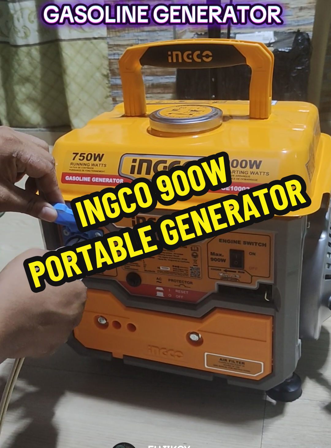 INGCO 900W PORTABLE GASOLINE GENERATOR 2 STROKE ENGINE OPEN TYPE   #ingco #portablegenerator  #minigenerator #generator  #foryoupage❤️❤️ #foryoupage #ffyypp 