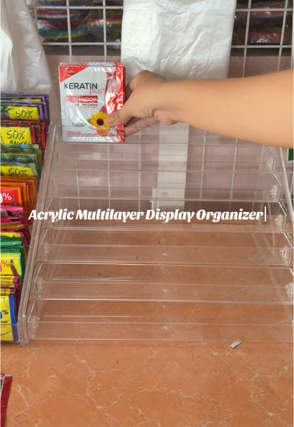 Acrylic Multilayer Display Organizer for Sari- sari Store. #organizer #acrylicorganizer #storage #storagebox #sarisaristore #sarisaristoreowner #sarisaristorebusiness 