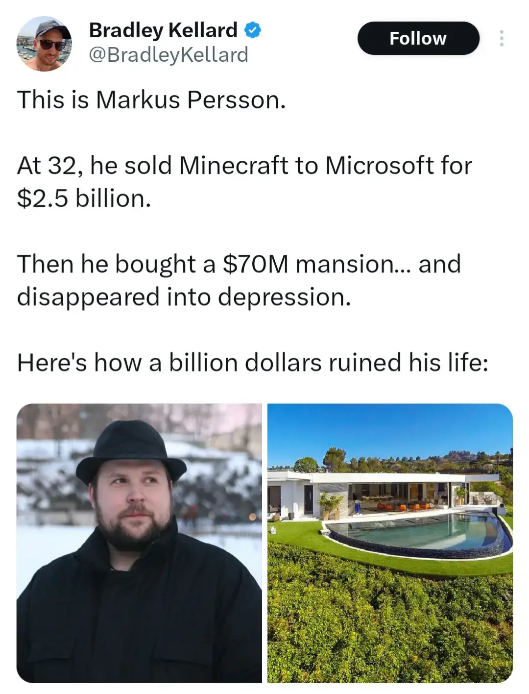 This is the story of how a BILLION DOLLARS ru1ned Markus Persson's l1fe. The Full Story? Ccl1ck l1nk1n B10.  #story #storytime #success #life #fyp #viralvideos #foryoupage #technology #techtok #business #MentalHealth #SelfCare #motivation 