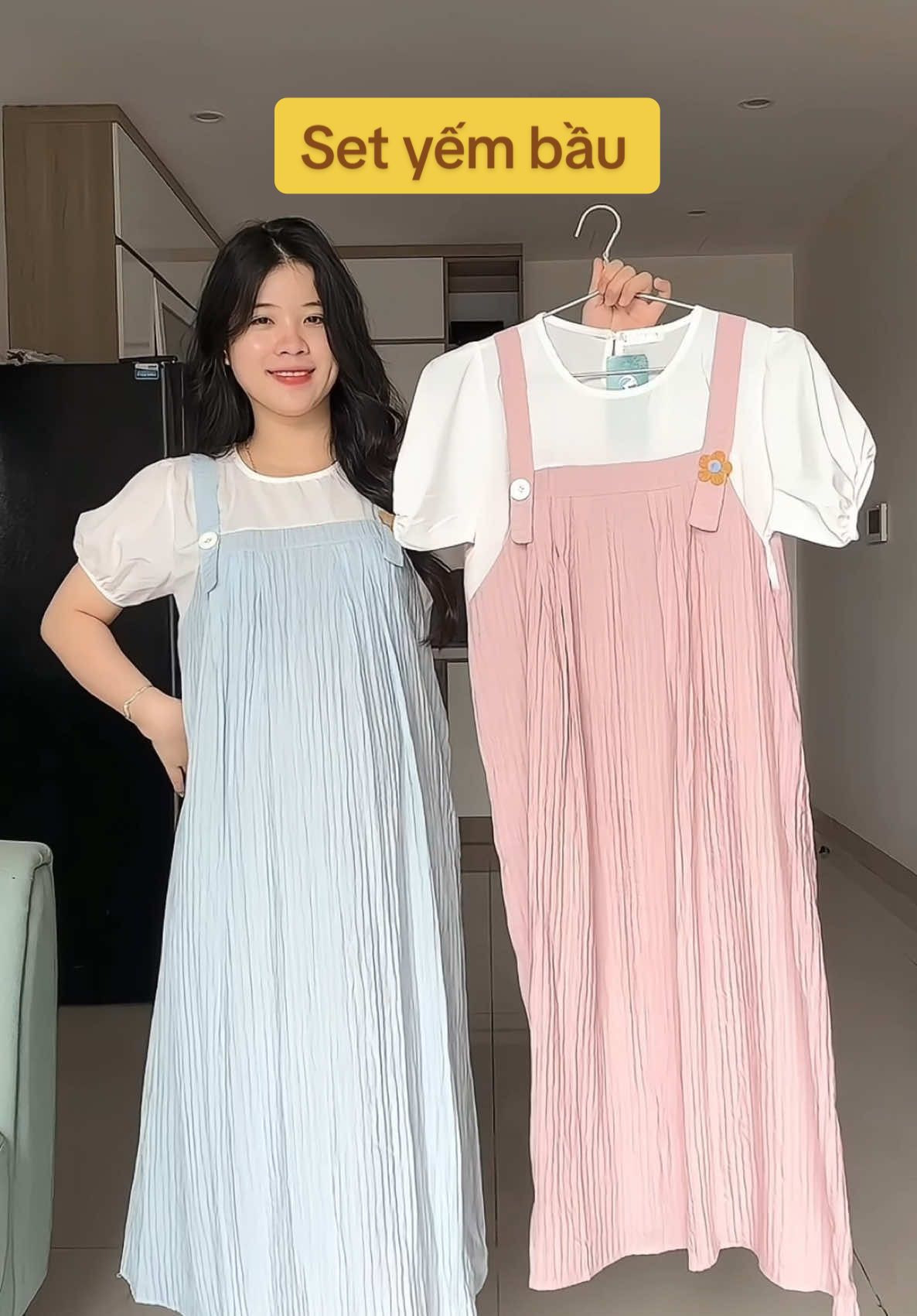 Set yếm bầu xinh yêu #vaybau #vaybauxinh #đầmbầu #mẹbầu #dambaudep #hellobanhgao 