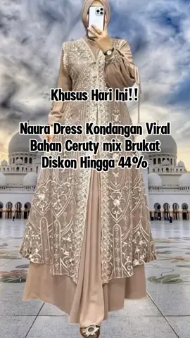 Khusus Hari Ini!! Naura Dress Kondangan Viral Bahan Ceruty mix Brukat Diskon Hingga 44% #gamislebaran #dresspesta #dresskondangan #gamismurah #gamisviral #gamiskekinian 