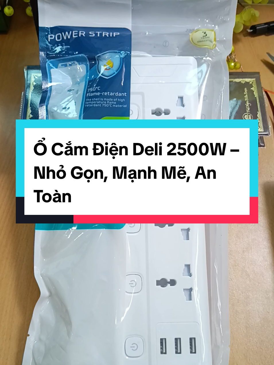 Ổ Cắm Điện Deli 2500W – Nhỏ Gọn, Mạnh Mẽ, An Toàn  Cắm thoải mái: điện thoại, laptop, quạt... ⚡ Cổng USB sạc nhanh tiện lợi ⚡ Chịu nhiệt tới 750°C – chống cháy nổ, tự ngắt khi quá tải Đồng hành an toàn cho mọi gia đình hiện đại! #ocamdien #deli #musthave2025 #haihoareview #xuhuong #giadungthongminh #congnghesach 