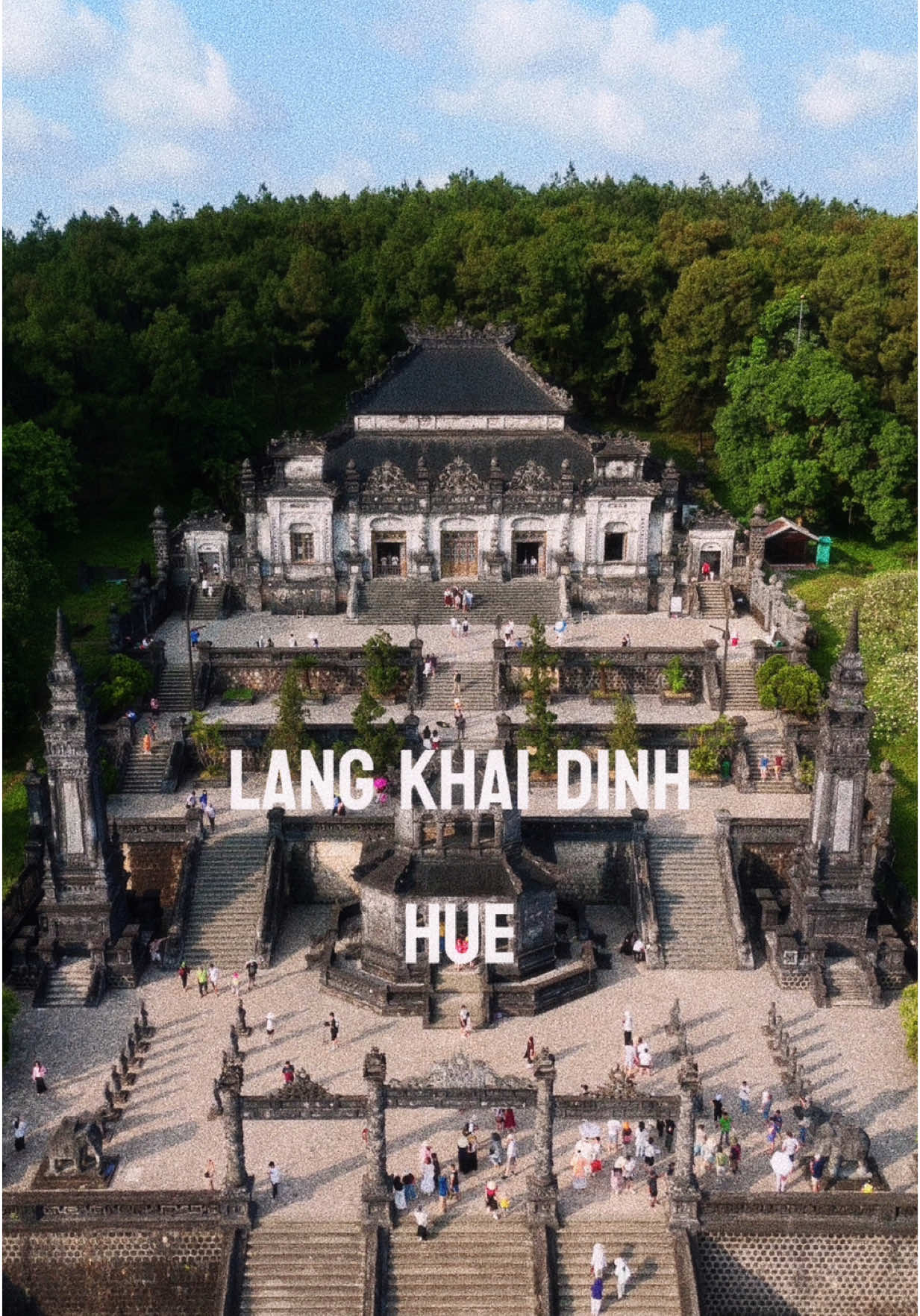Khai Dinh Mausoleum - A Testament to an Emperor’s Legacy Nestled in the hills of Huế, the Khải Định Mausoleum is the final resting place of Emperor Khải Định, who reigned from 1916 to 1925. What makes this mausoleum unique is its blend of traditional Vietnamese design with European influences - you’ll see French architecture and intricate European decorations alongside traditional Vietnamese symbols. The tomb is known for its impressive black stone exterior and colorful mosaics, a symbol of the emperor’s vision and ambition. Climb the steps, admire the craftsmanship, and step into a piece of Vietnam’s royal history. #mausoleum #hue #dulichvietnam #hiddengemsvietnam #flycamvietnam #culture 