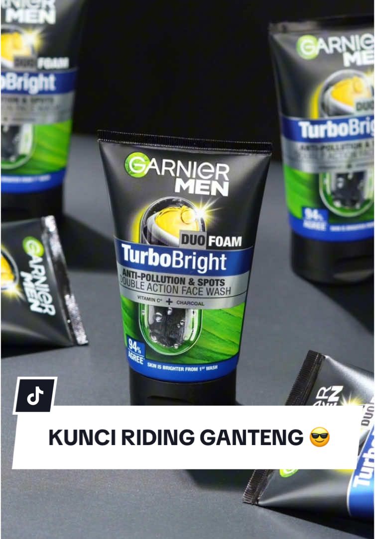 Saatnya tampil on point tiap riding bareng Garnier Men Turbo Bright Super Duo Foam 💪 Sabun muka buatan Indonesia yang ngerti cowok Indonesia! 😎 Gass checkout di #keranjangkuning sekarang, MEN 👊 #GarnierMenID #FacialWash #SabunViral #SabunMuka #SkincareCowok #Skincare #Skin 